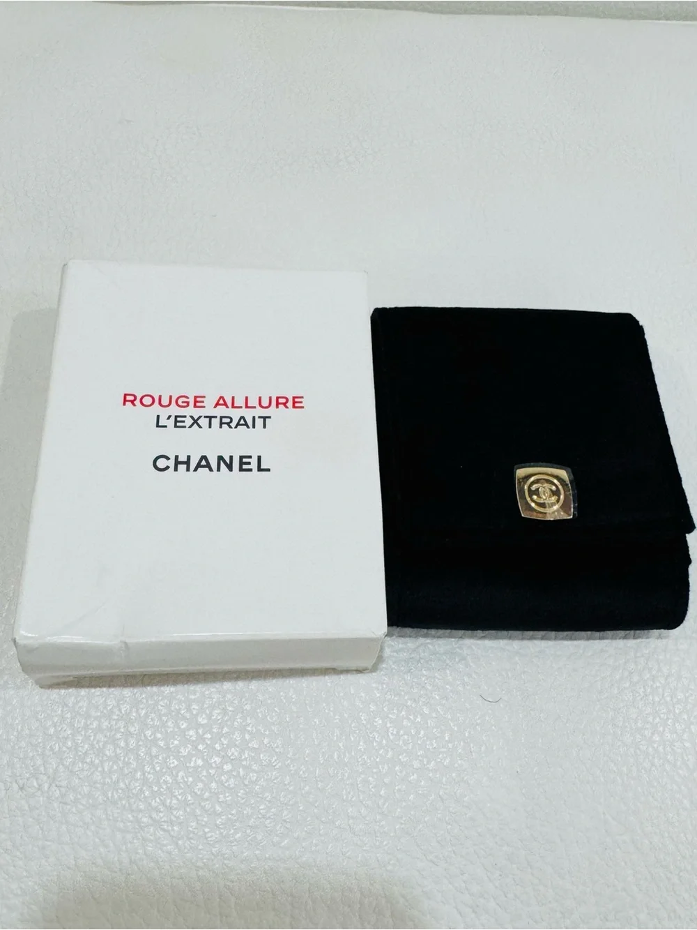 CHANEL Black Velvet Compact Case for lipsticks with Mirror and Gold-Tone Logo